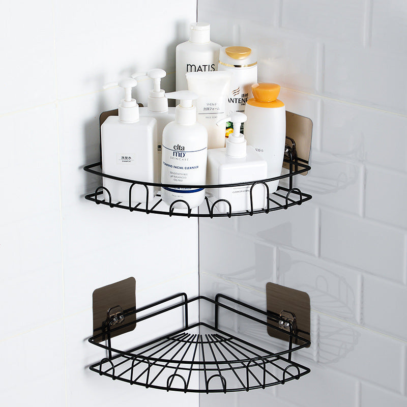 Bathroom Wall Hanging Corner Storage Rack Household Vanity Racks Stall Plastic Bathroom Wall - Minihomy