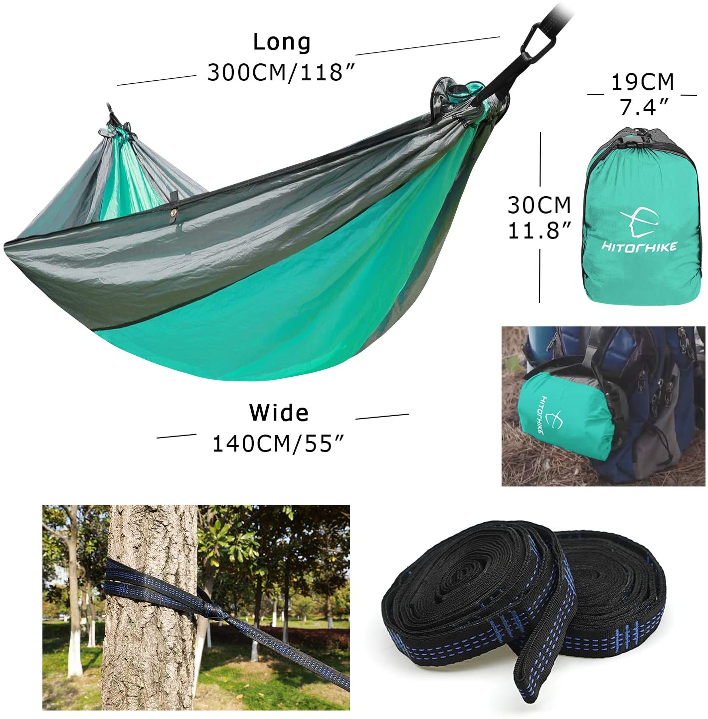 Backpacking Hammock - Portable Nylon Parachute Outdoor Double Hammock - Minihomy