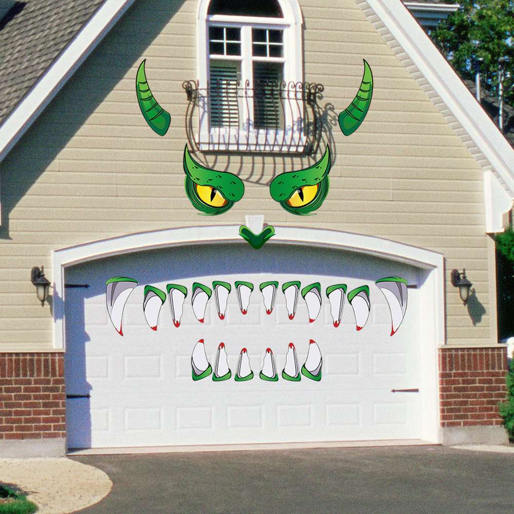 Creative Halloween Plastic Eyes Halloween Decoration Green Monster Door Sticker Decoration - Minihomy