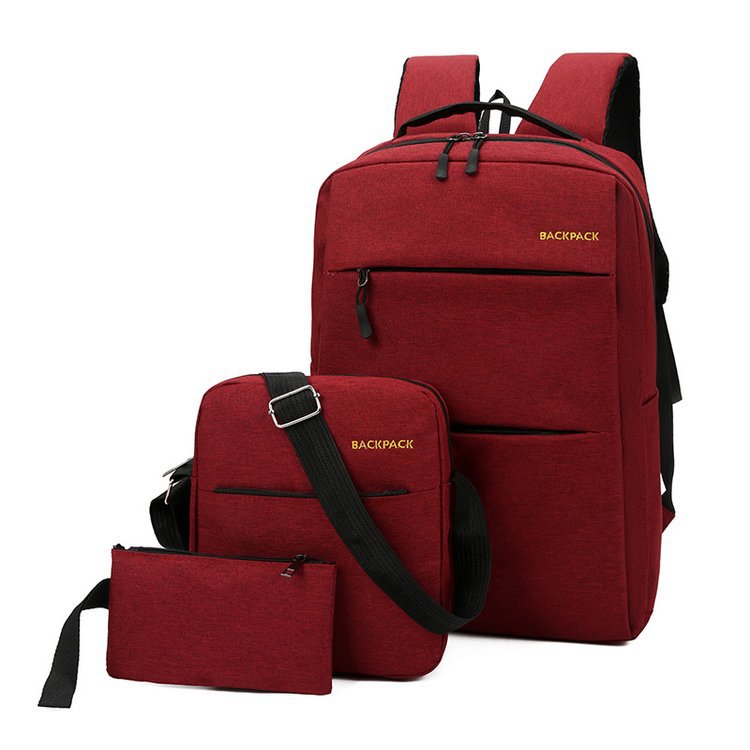 Casual Men's Backpack Three-piece Outdoor Travel Computer Backpack Female School Bag - Minihomy