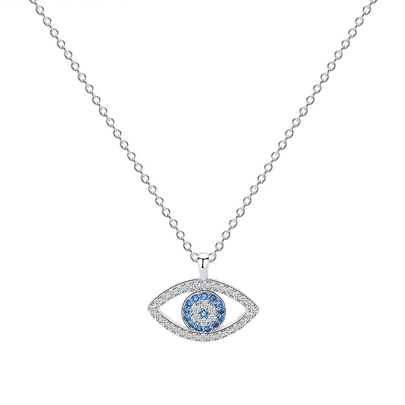 s925 Sterling Silver Jewelry European and American Atmospheric Demon Eye Necklace Eye Pendant - Minihomy