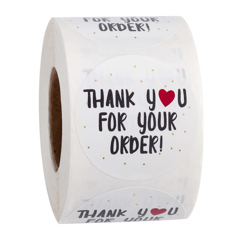 Round Thank You For Ordering Sticker Store Gift White Label Sticker 500 Pcs