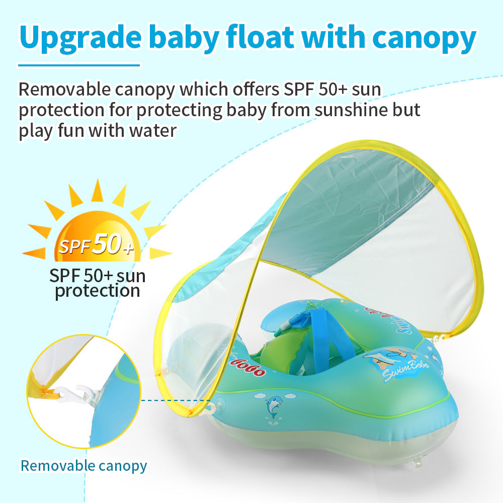 Baby Swimming Float With Canopy Inflatable Infant Floating Ring Kids - Minihomy