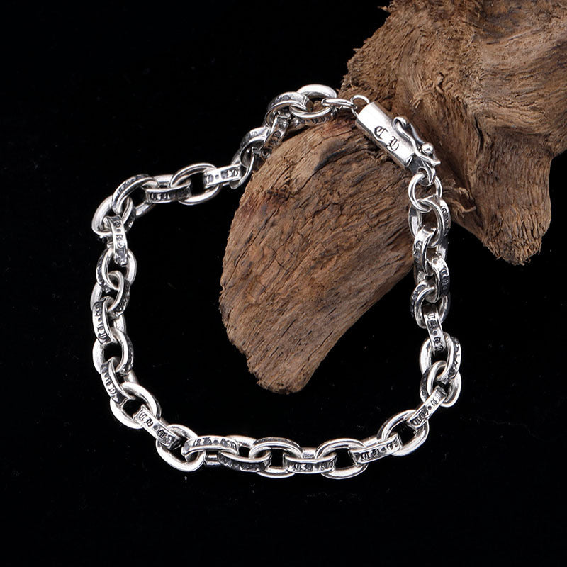 Couple Style Bracelet Female Sterling Silver Trend Retro Punk Style S925 Silver Jewelry - Minihomy