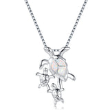 Three Turtles Platinum Opal Ladies Exquisite Necklace