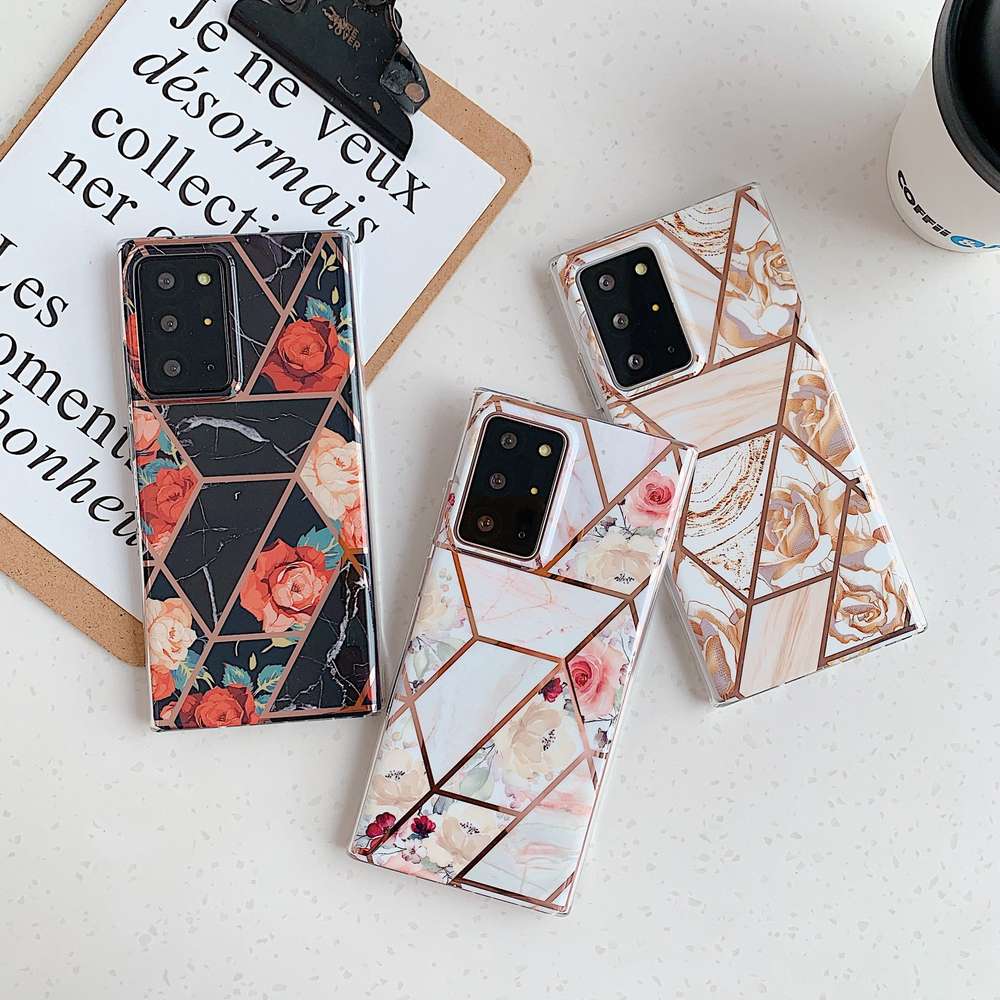 Marble Mosaic Rhombus Flower Silicone Phone Case - Minihomy