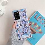 Marble Mosaic Rhombus Flower Silicone Phone Case