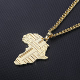 Golden Africa Map Necklace Hip Hop Twist Chain Foreign Trade Goods