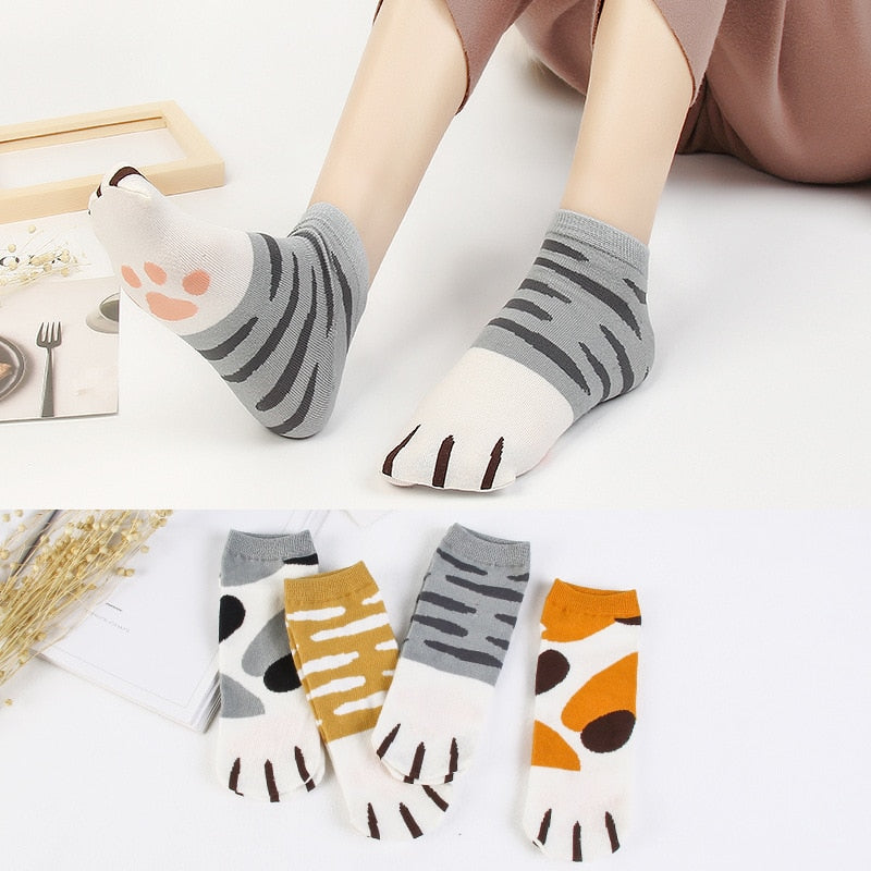 Cat Claw Boat Socks Summer Fresh Lady Student Personality Cute Cat Claw Animal Pattern Socks - Minihomy