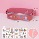 Double-Decker Lunch Box With Cutlery And Portable Cute Office Worker - Minihomy