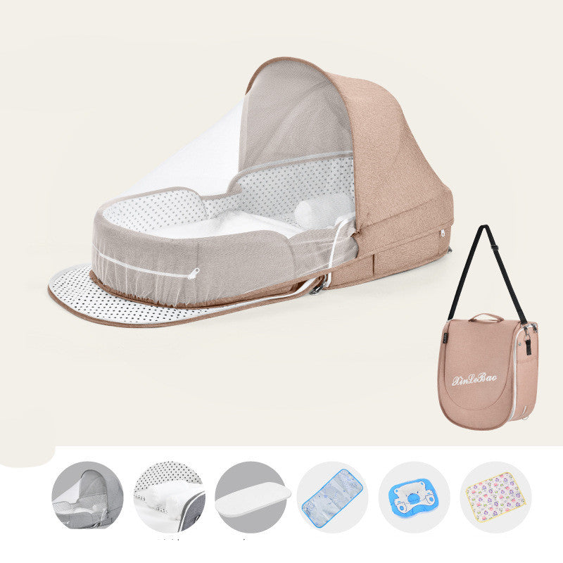 Baby Crib Multifunctional Folding Newborn Nest Toddler Bed Portable Sun Protection Mosquito Net Infant Camping Bed Travel Cot - Minihomy