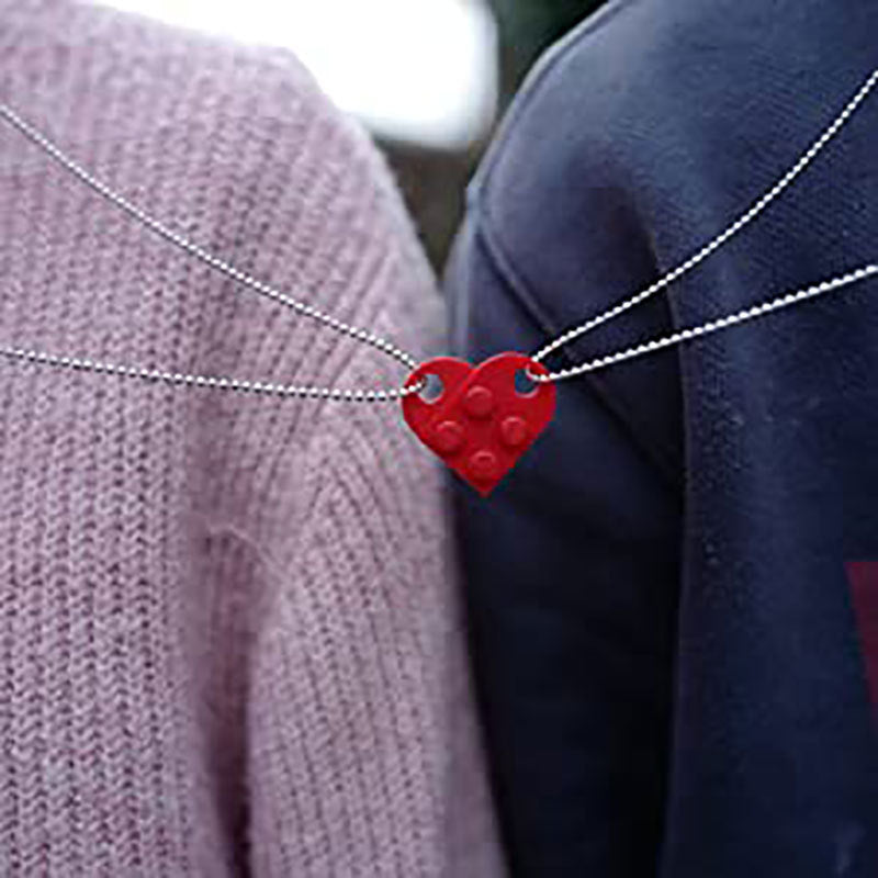 Heart Necklace Love Stitching Acrylic Couple Valentines day gift Jewelry - Minihomy