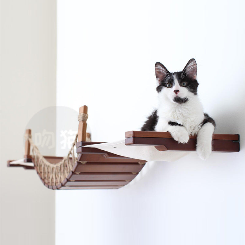 Cat Wall Climbing Frame Pet Furniture Cat Bridge Wall Hanging Type Plus Accessories - Minihomy