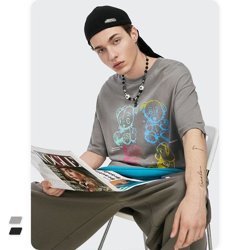 Streetwear  Cartoon Oversized T-shirt Men Women Short Sleeve Tees