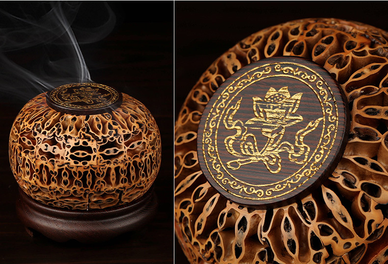 Small Carver Walnut Plate Incense Burner Mahogany Creative Gifts Custom Wooden Crafts Wholesale Solid Wood Aromatherapy Burner Incense Burner