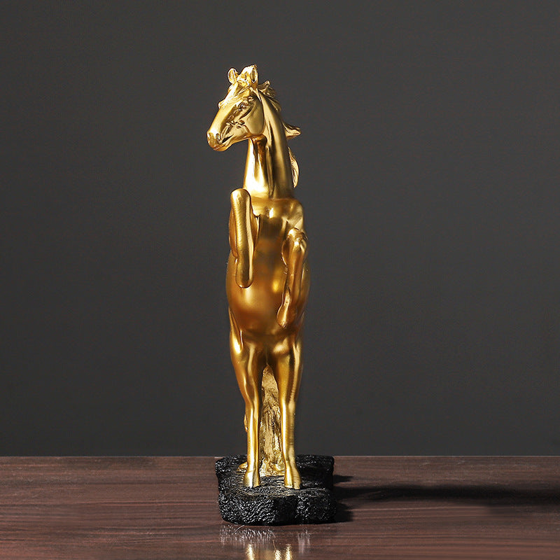 Golden Statue Resin Horse Sculpture Home Cabinet Decoration - Minihomy