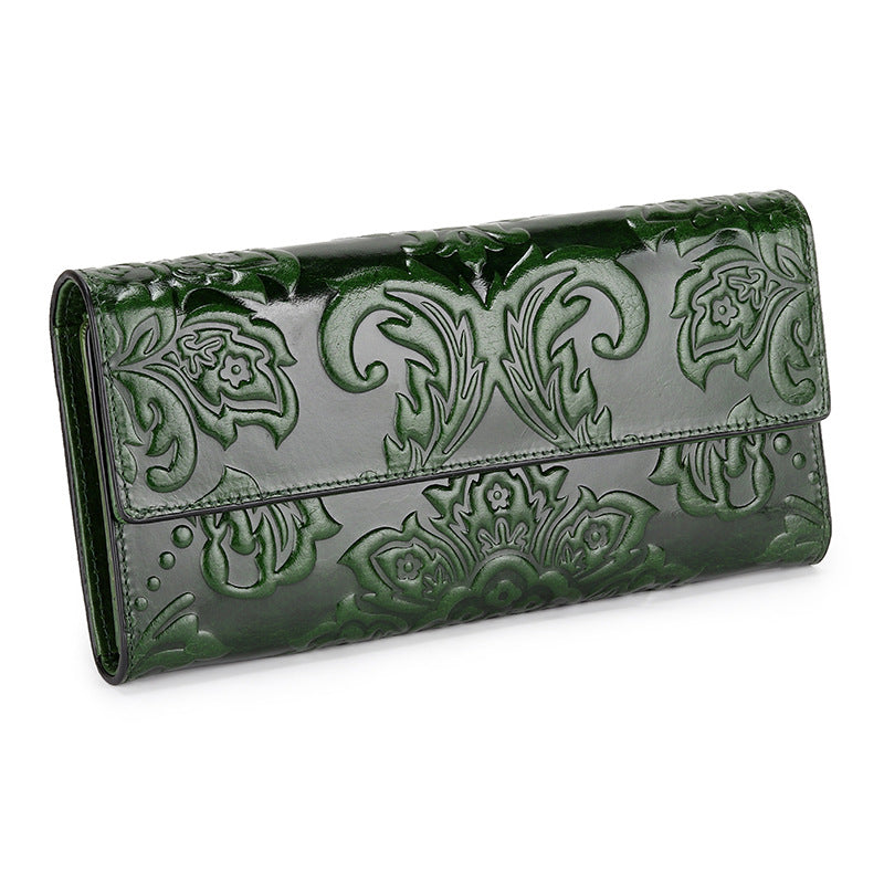 Long Three-fold  Women's Leather Wallet - Minihomy