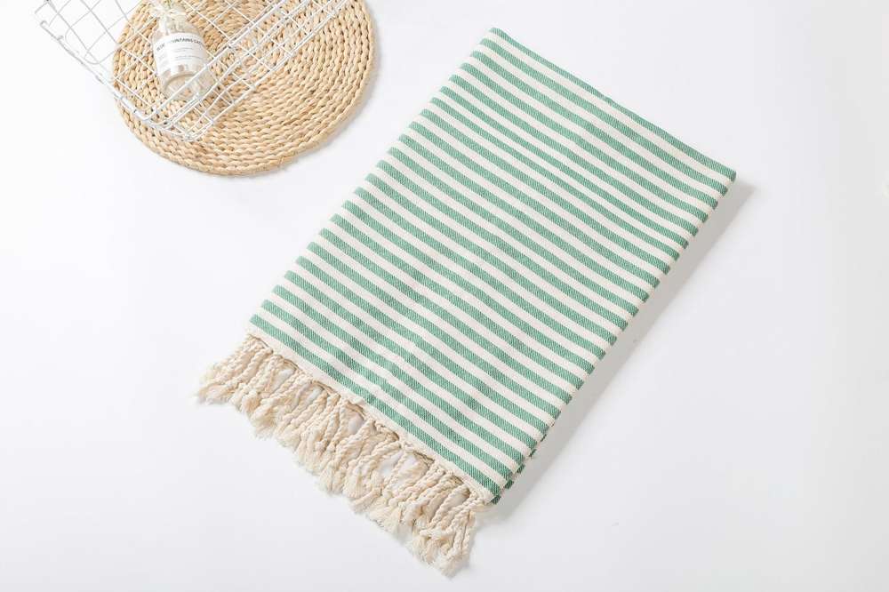 Fringed Beach Towel Polyester Cotton Wearable Striped Bath Towel Cushion Tablecloth - Minihomy