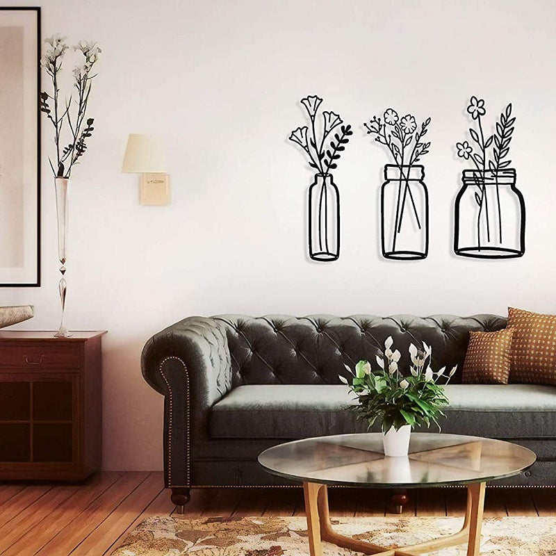 Flower Silhouette Wall Decoration Metal Wall Hanging Silhouette Art Decoration - Minihomy