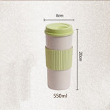 Reusable Wheat Straw Mug with Lid - Eco-Friendly Coffee Tea Cup