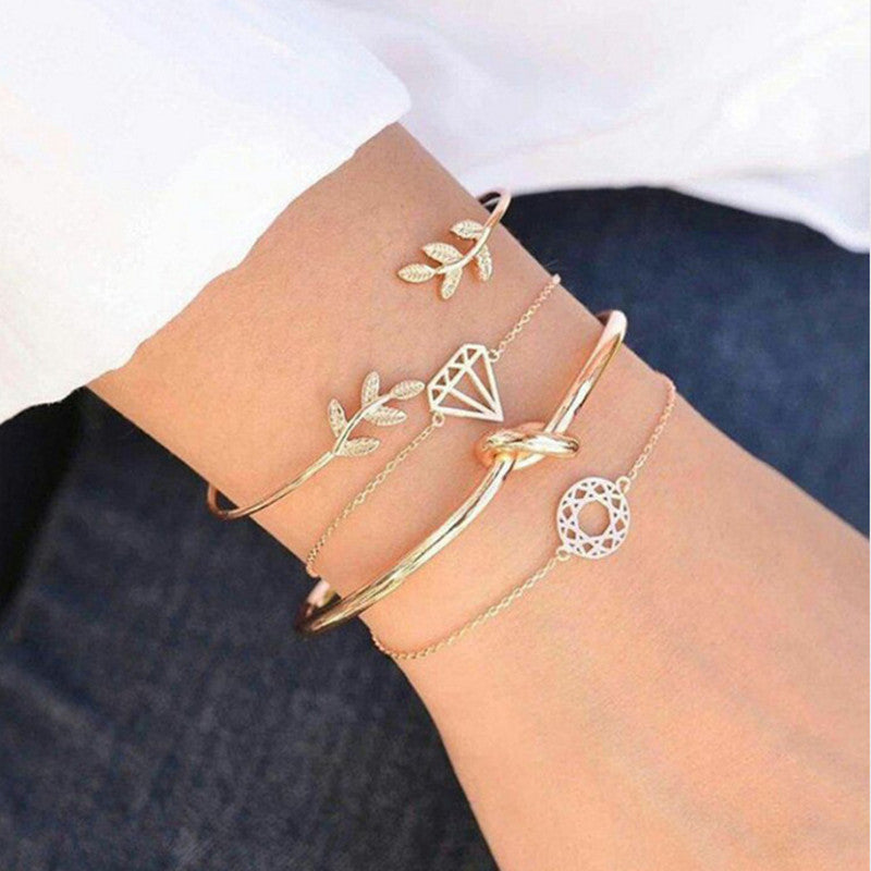 Personality knotted ring circle diamond arrow bracelet - Minihomy