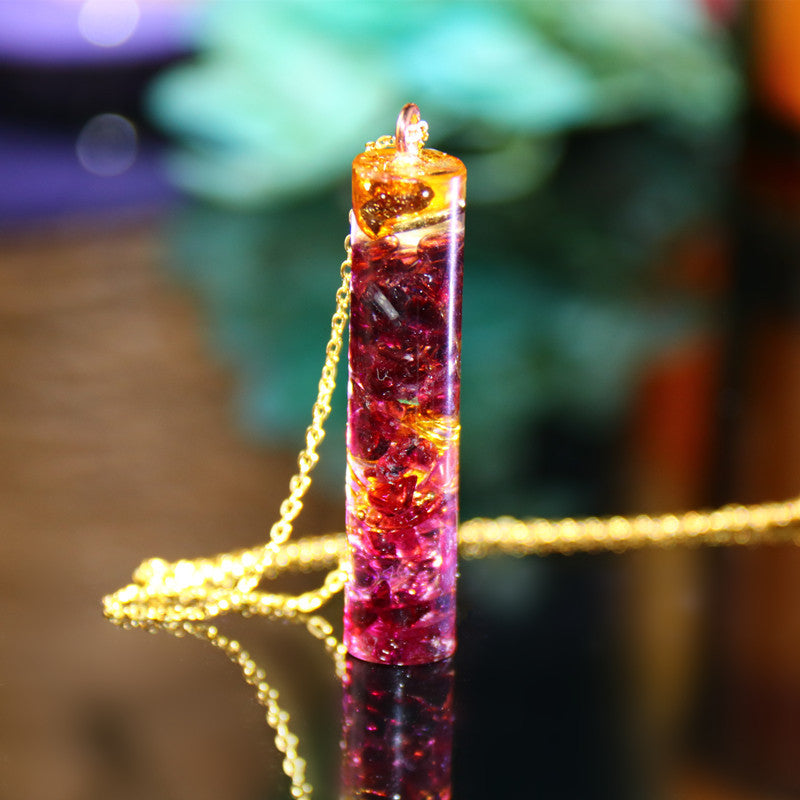 AURA REIKI Orgonite Energy Pendant - Natural Crystal Sweater Chain Necklace - Minihomy