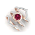 Rose Gold Inlaid Ruby Flower Three-piece Ring