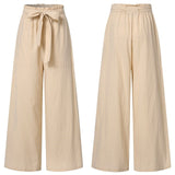 Women Pants Vintege Elastic Waist Long Pants Trousers