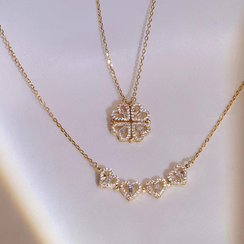 Four-leaf Clover Double-wear Necklace Female Jewelry