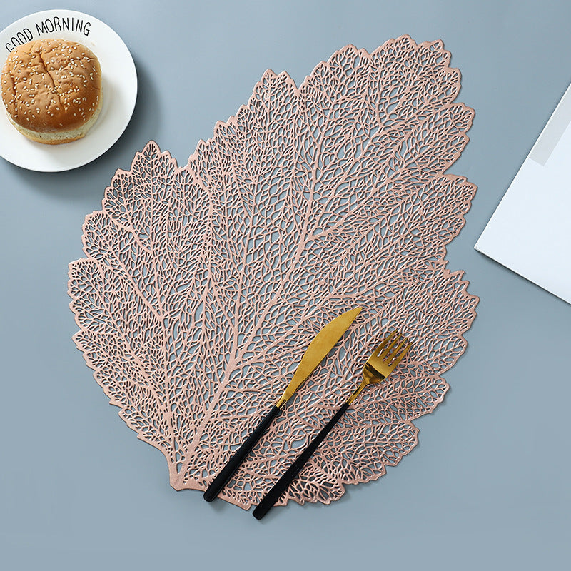 Hollow Insulation Pad, Leaf Placemat, Home Desktop, Anti-scald Mat, Dining Table - Minihomy