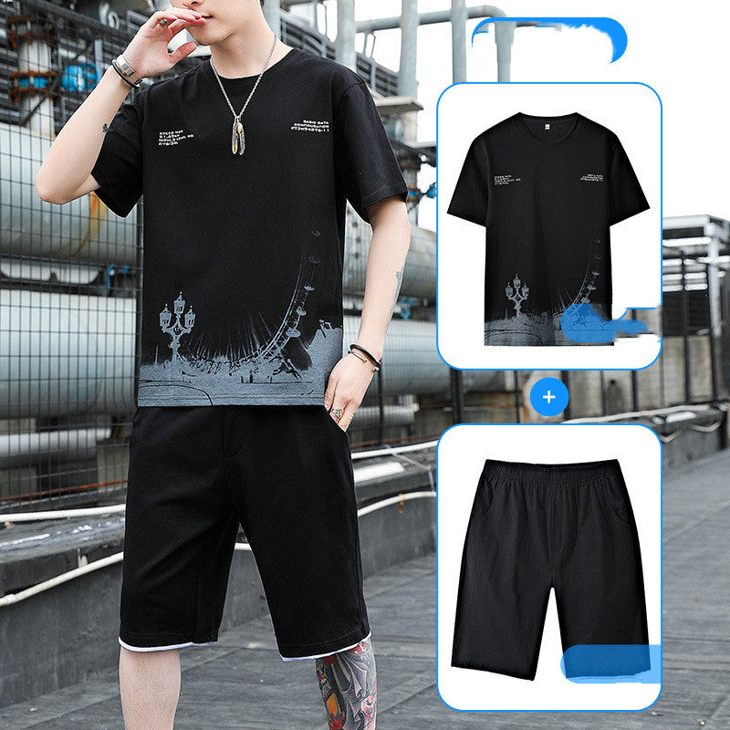 Sports Suit Men's Summer Cotton Short Sleeve T-Shirt