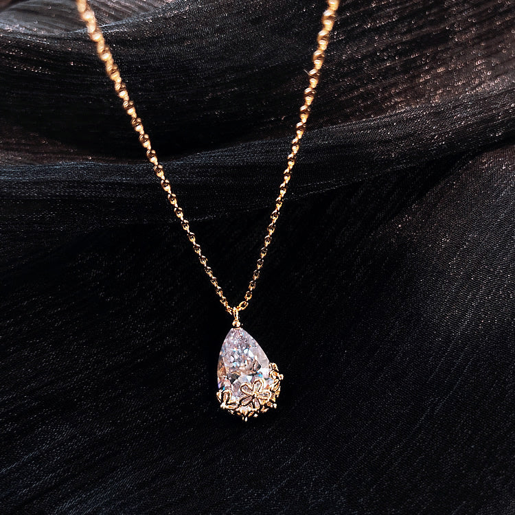 Crystal Water Drop Pendant Necklace Women - Minihomy