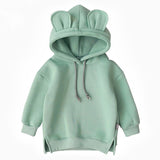 Cartoon Solid Color T-shirt Sweater Fleece Long-sleeved Hooded Children's T-shirt - Minihomy