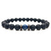 Beaded 8mm Black Volcanic Stone Buddha Bead Bracelet - Minihomy