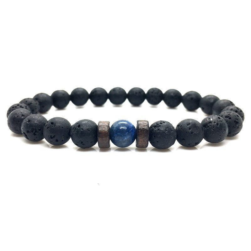 Beaded 8mm Black Volcanic Stone Buddha Bead Bracelet - Minihomy