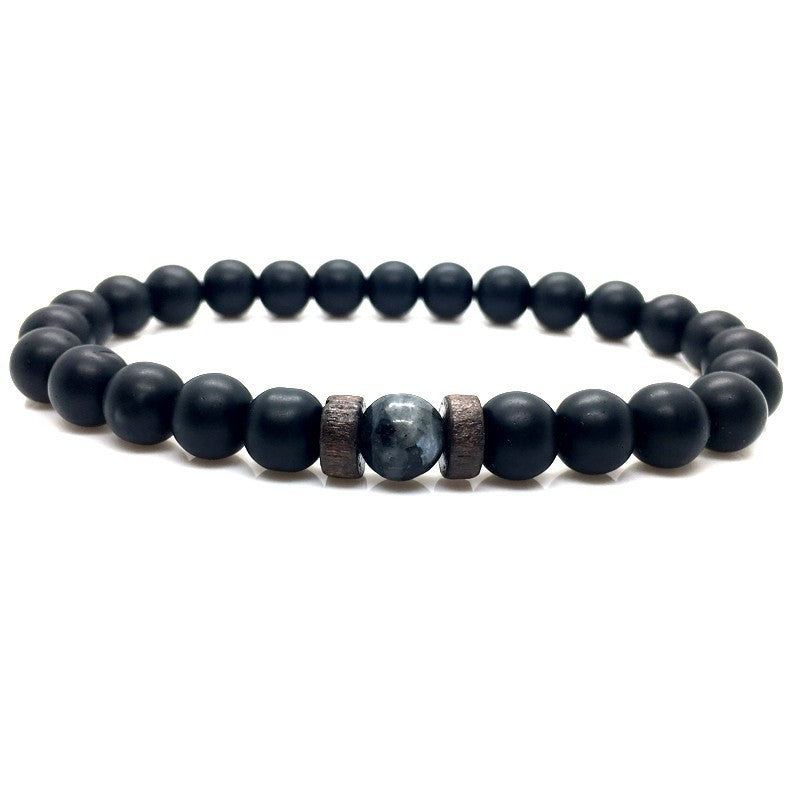 Beaded 8mm Black Volcanic Stone Buddha Bead Bracelet - Minihomy