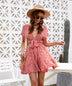 Deep V Ruffled Floral Spring Dress Women's Clothing - Minihomy