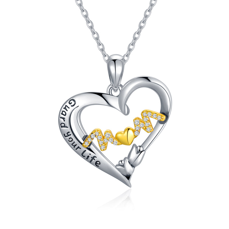 I Love You Mom Necklace Heart Jewelry Birthday Gift for Women Mom - Minihomy