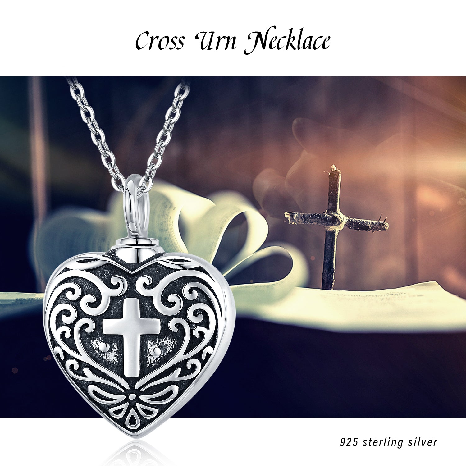 "Always with Me" S925 Sterling Silver Cross Urn for Ashes