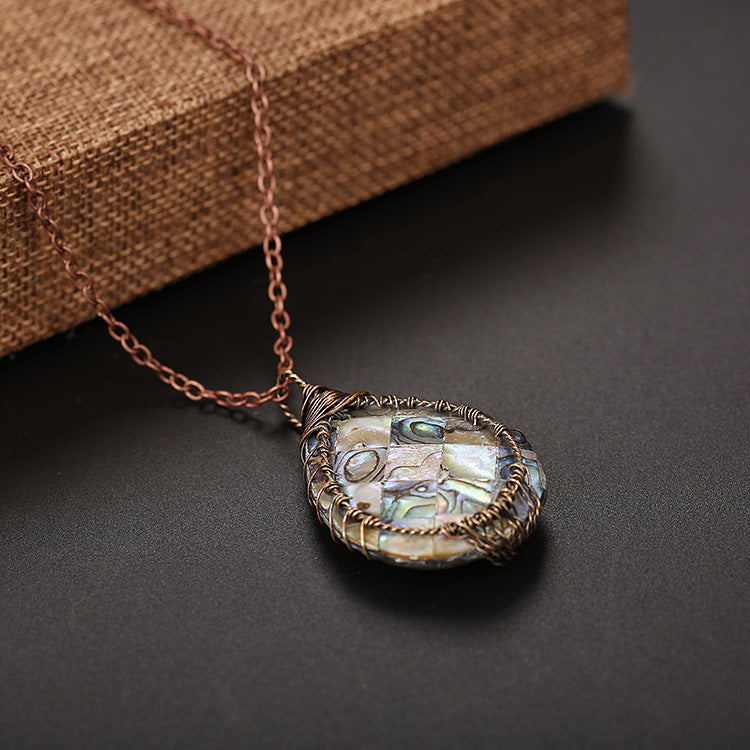 Natural color shellfish abalone shell winding necklace - Minihomy