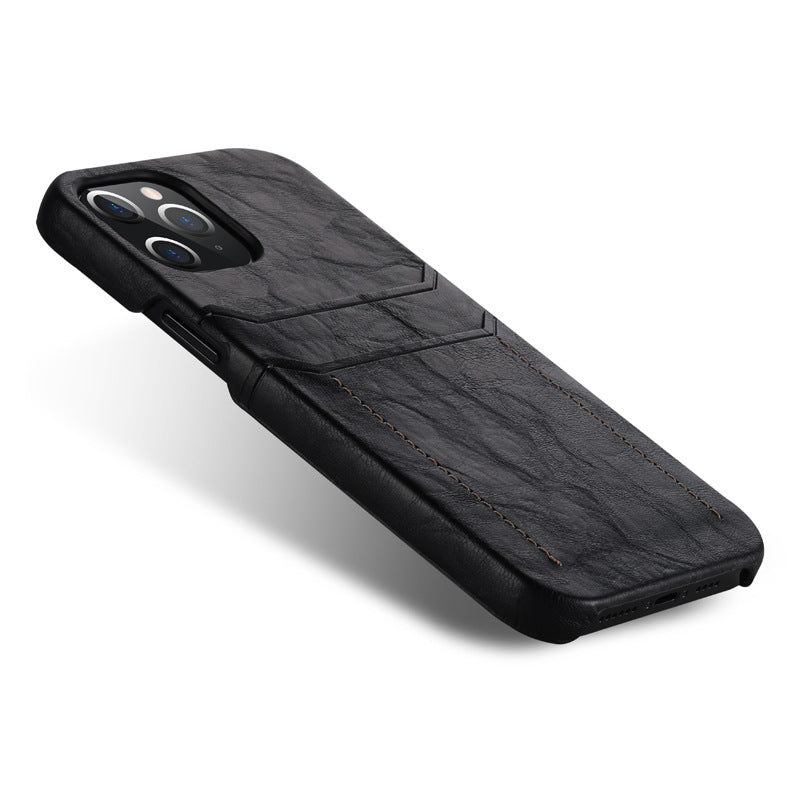 Oil-waxed Calfskin Pattern Mobile Phone Card Protective Case - Minihomy