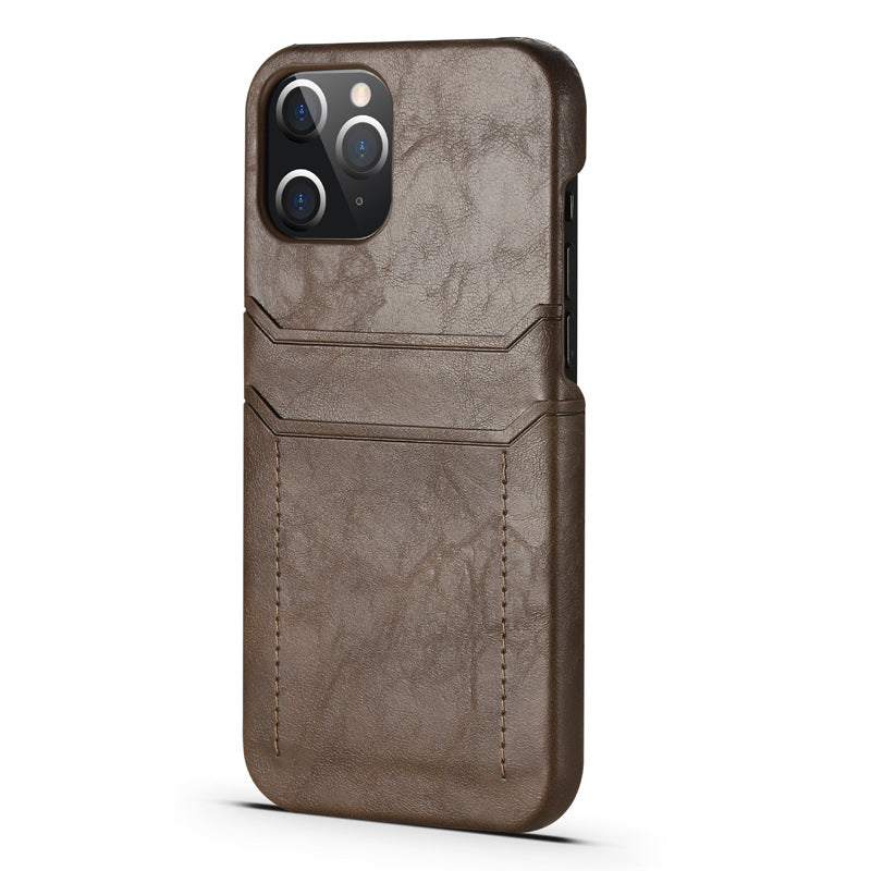 Oil-waxed Calfskin Pattern Mobile Phone Card Protective Case - Minihomy