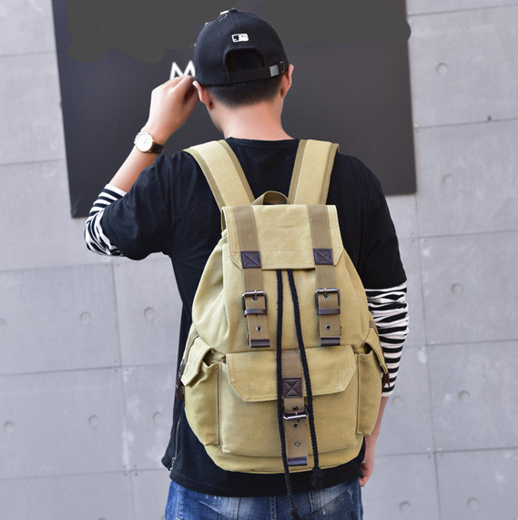 Influx street canvas backpack unisex backpack retro leisure travel bag large capacity bag - Minihomy