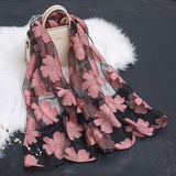 Cut flowers hollow silk scarf