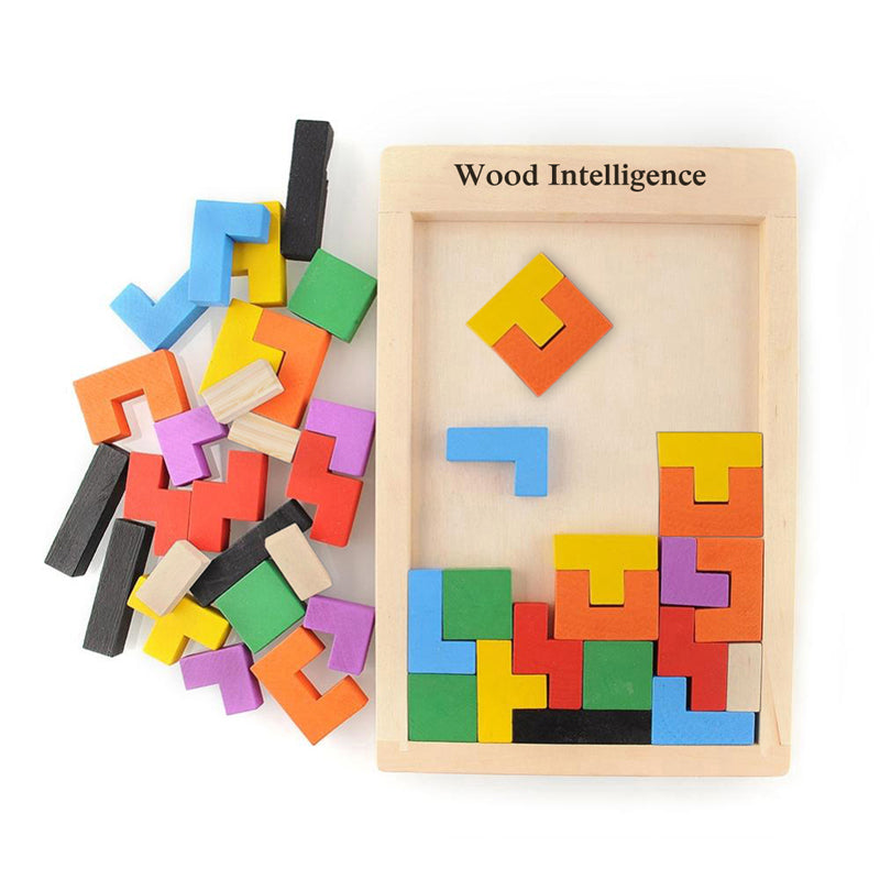 Wooden Multi-Color Tangram Tetris Toy