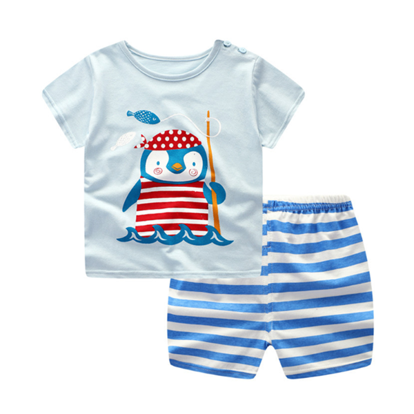 Cartoon Clothing Baby Boy Summer Clothes T-shirt Baby Girl Casual Clothing Sets - Minihomy