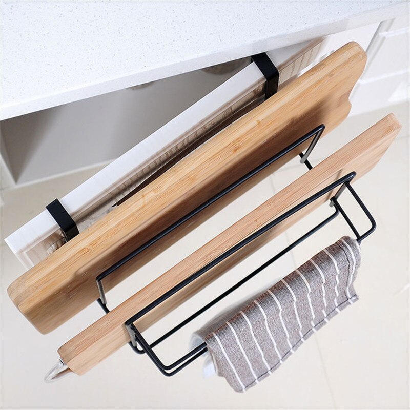 Kitchen Double Layer Towel Rack Hanging Holder Cabinets Shelf Chopping Board Storage Rack Hanger Shelf Kitchen Accessories - Minihomy