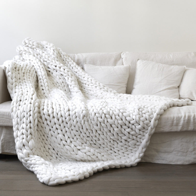 Nordic Thick Wool Hand-woven Blanket - Minihomy