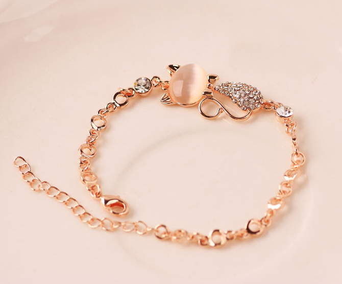 Cat bracelet with diamond alloy jewelry - Minihomy