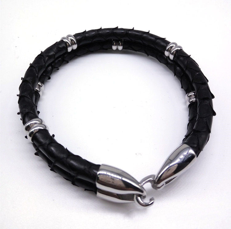 Handmade Snakeskin Bracelet Stainless Steel Jewelry